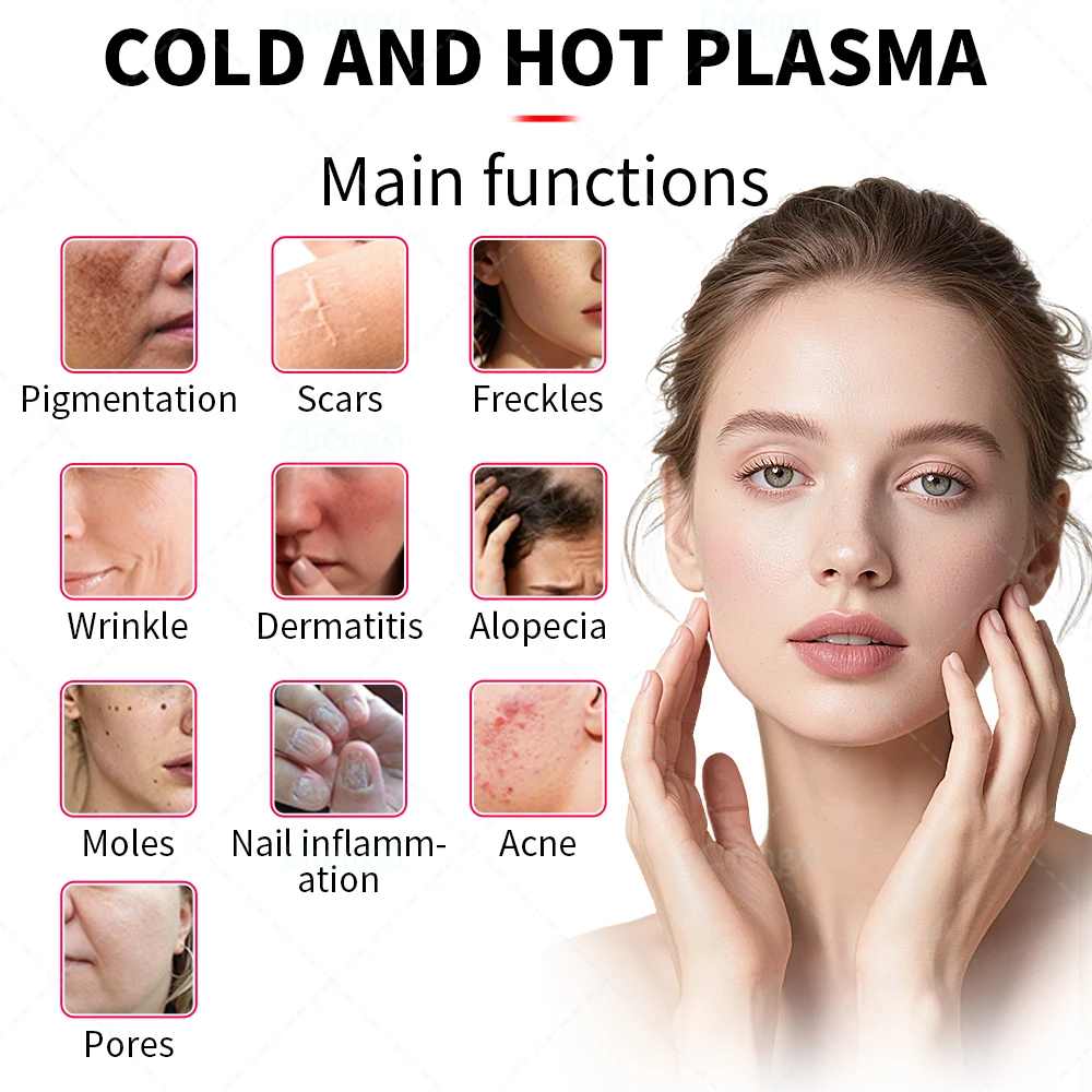 آلة البلازما الباردة والساخنة للوجه ختم الماس الأوزون البلازما مكافحة الشيخوخة تجديد الجلد العناية بالوجه جهاز تجميل