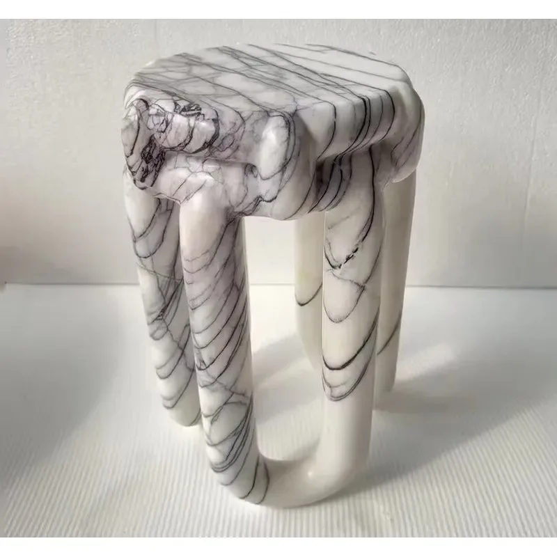 Exquisite Solid Natural White Marble Side Table Corner Table Luxury Home Furniture Center Table Factory Direct Sales