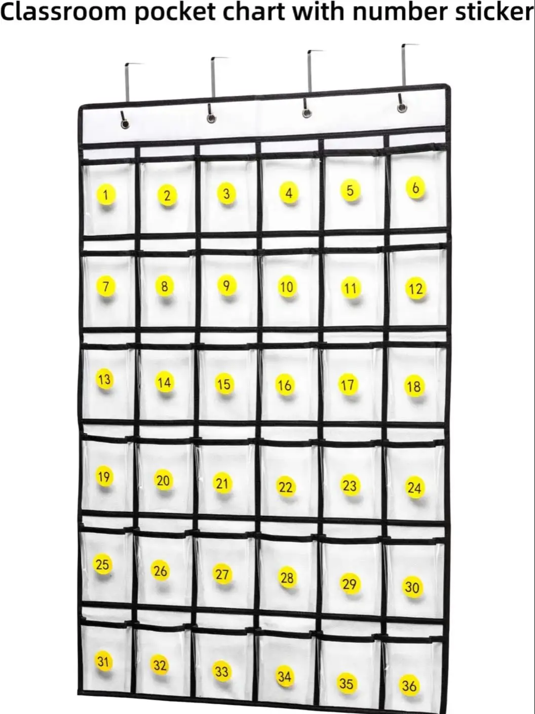 36 Clear Pockets Classroom Pocket Chart for Cell Phones Hanging Organizer  for Calculator Holder