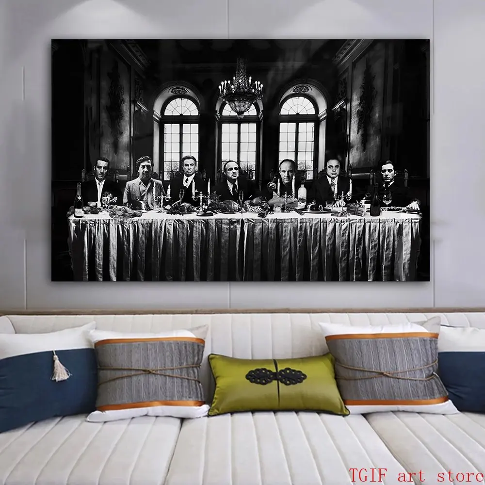 السوبرانوس العراب المشارك الفيلم العصابات العشاء الأخير الفن شخصية قماش اللوحة صورة لغرفة المعيشة ديكور المنزل