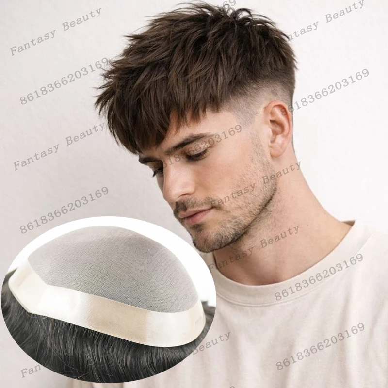 

Горячая новинка: парик из натуральных человеческих волос для европейских мужчин, сверхпрочный, с естественной линией роста волос, незаметный моно-топ, система восстановления волос, протез.