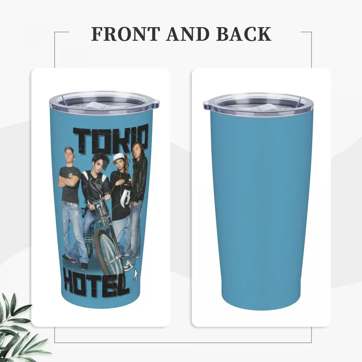 Tokio Hotel Insulated Tumbler with Straws and Lid BillKaulitz Rock Stainless Steel Travel Thermal Cup 20 Oz Smoothie Tea Mugs