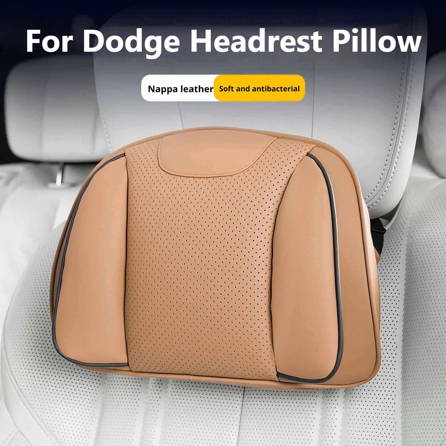 For Dodge Car Headrest Pillow Lumbar Pillow Luxury Nappa Leather Fit Challenger Charger Durango RAM 1500 RAM TRX Journey Caliber