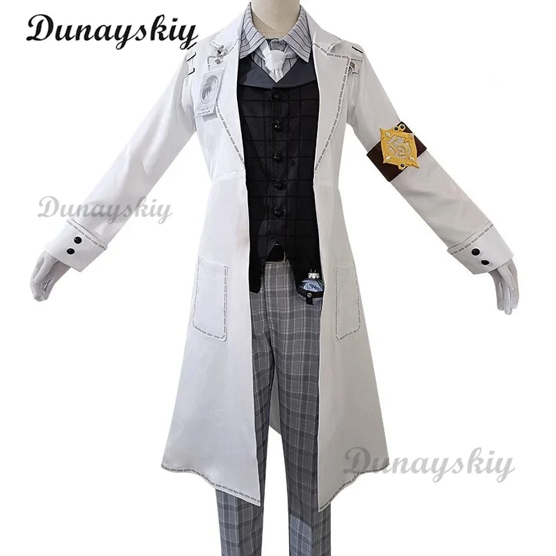 Anime Game Identity Ⅴ Aesop Carl Cosplay Costume Embalmer Fifth Anniversary Limit Wig White Cost Uniform Man Woman Party Suit