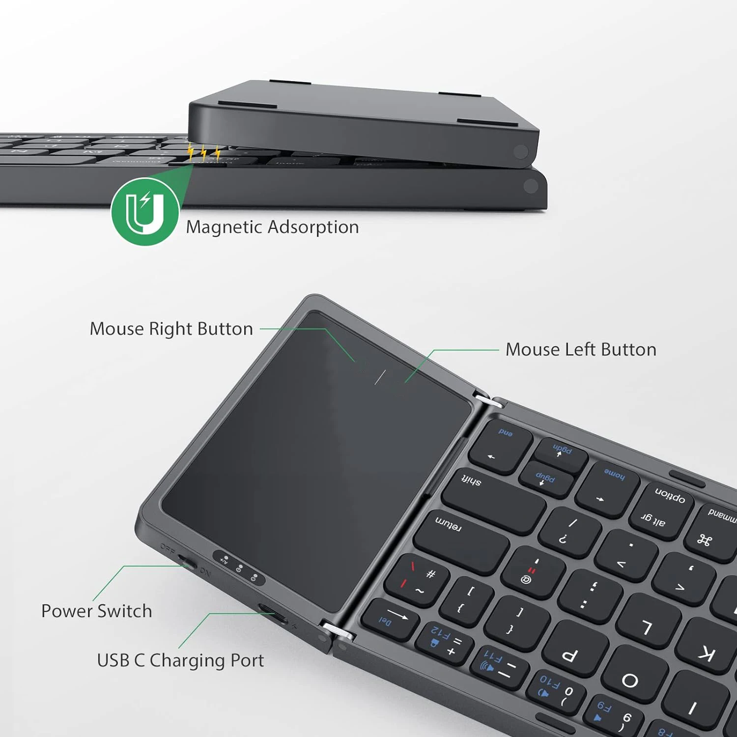 Imagem -03 - Teclado Russo Dobrável com Touchpad Mini Bluetooth Portátil Teclado sem Fio Mac Ios Android Windows pc