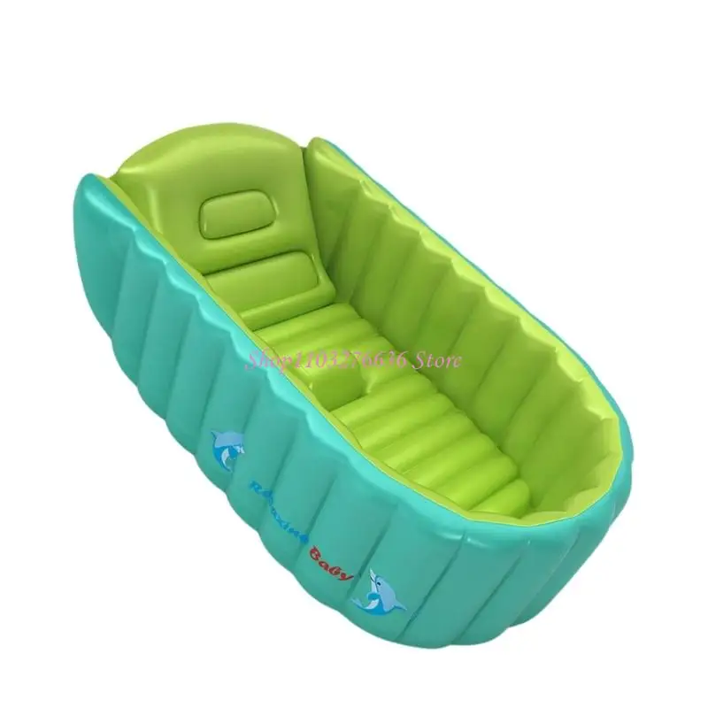 R6FD Foldable Bathtub Baby Bath Tub Cartoon Animal Pattern Inflatable Bathtub Kids Blow Up Tub Recommended 0-6 Year