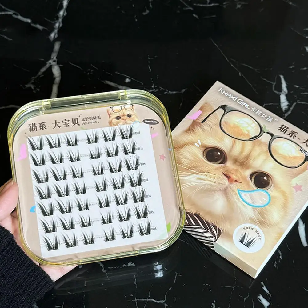つけまつげ 猫シリーズ カーキガール ノングルー プリンセス シミュレーション ナチュラル レイジー マンガ シングルクラスター セグメント 厚めつけまつげ