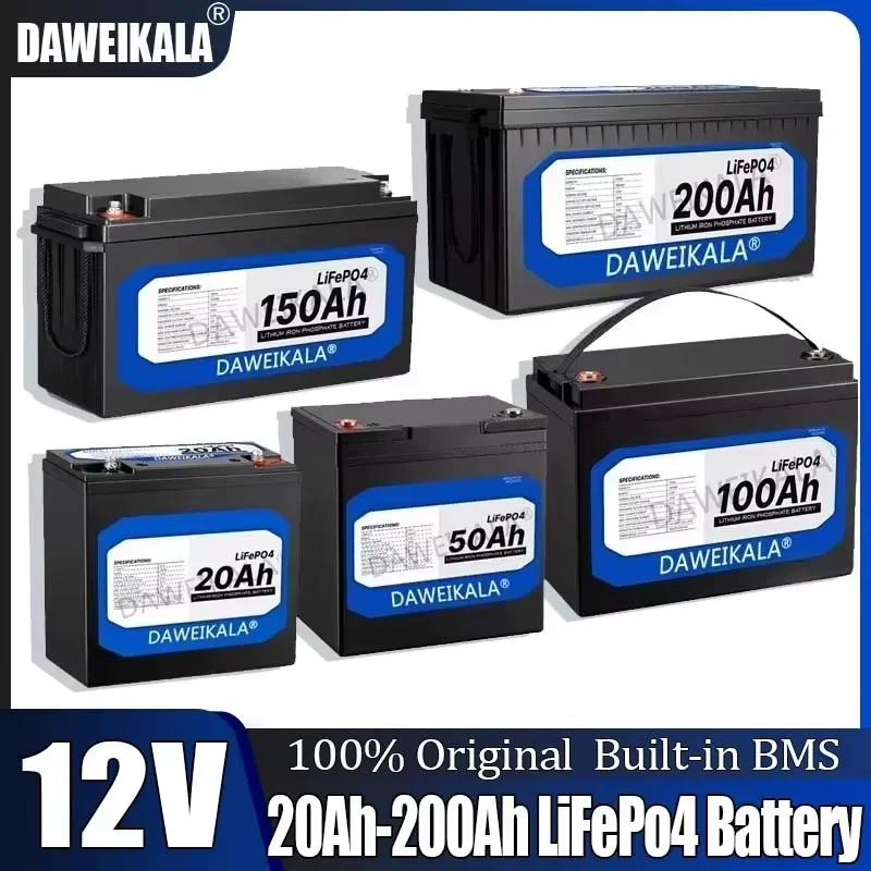 

12V battery 20Ah 50Ah 100Ah 150Ah 200Ah lithium iron phosphate battery pack with built-in BMS solar boat tax-free