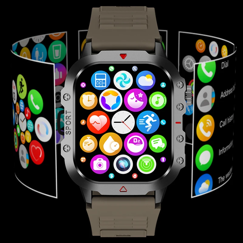 بلوتوث دعوة Smartwatch إلكترونيات العسكرية ساعة ذكية ساعة رقمية الساعات هدايا للرجل امرأة iOS أندرويد Xiaomi 2025 جديد