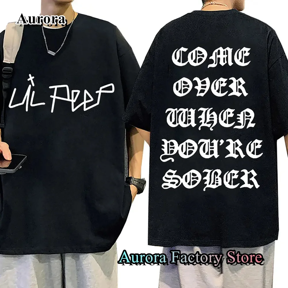 Rapper Lil Peep Vieni quando sei sobrio Tour T-shirt da uomo Estate Poliestere Top Tees Abbigliamento casual maschile Harajuku Streetwear
