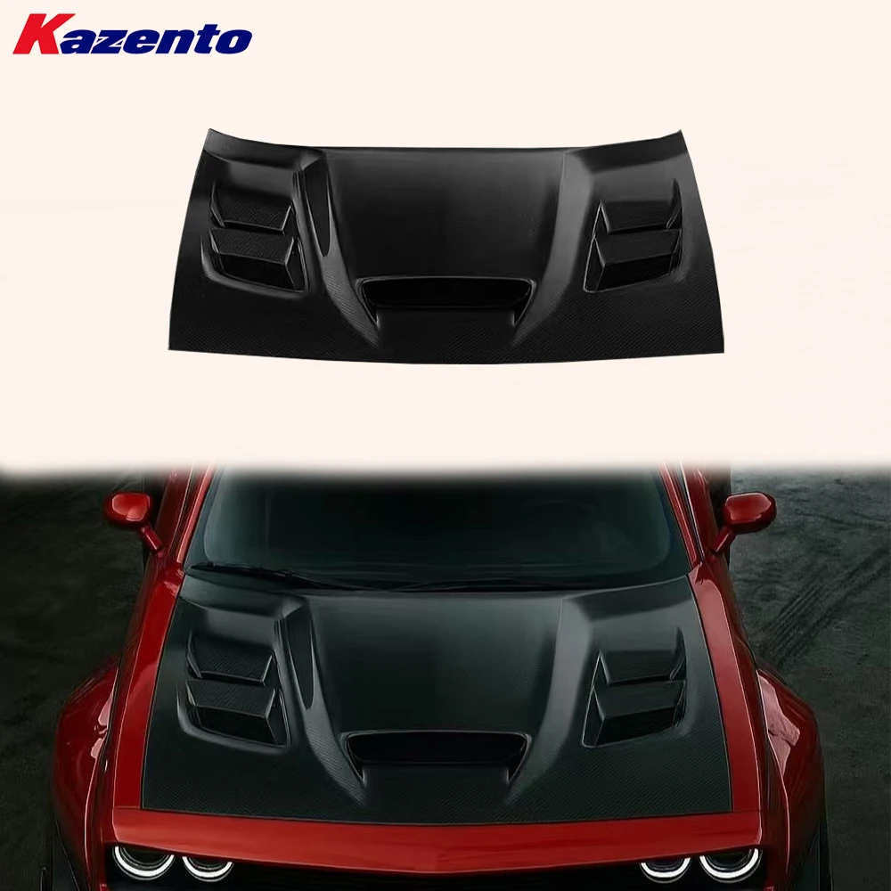 For Dodge Challenger SRT Hellcat 2015-2023 Carbon KZA Style Front Vented Hood( Ocean freight is favorable, welcome to inqury)