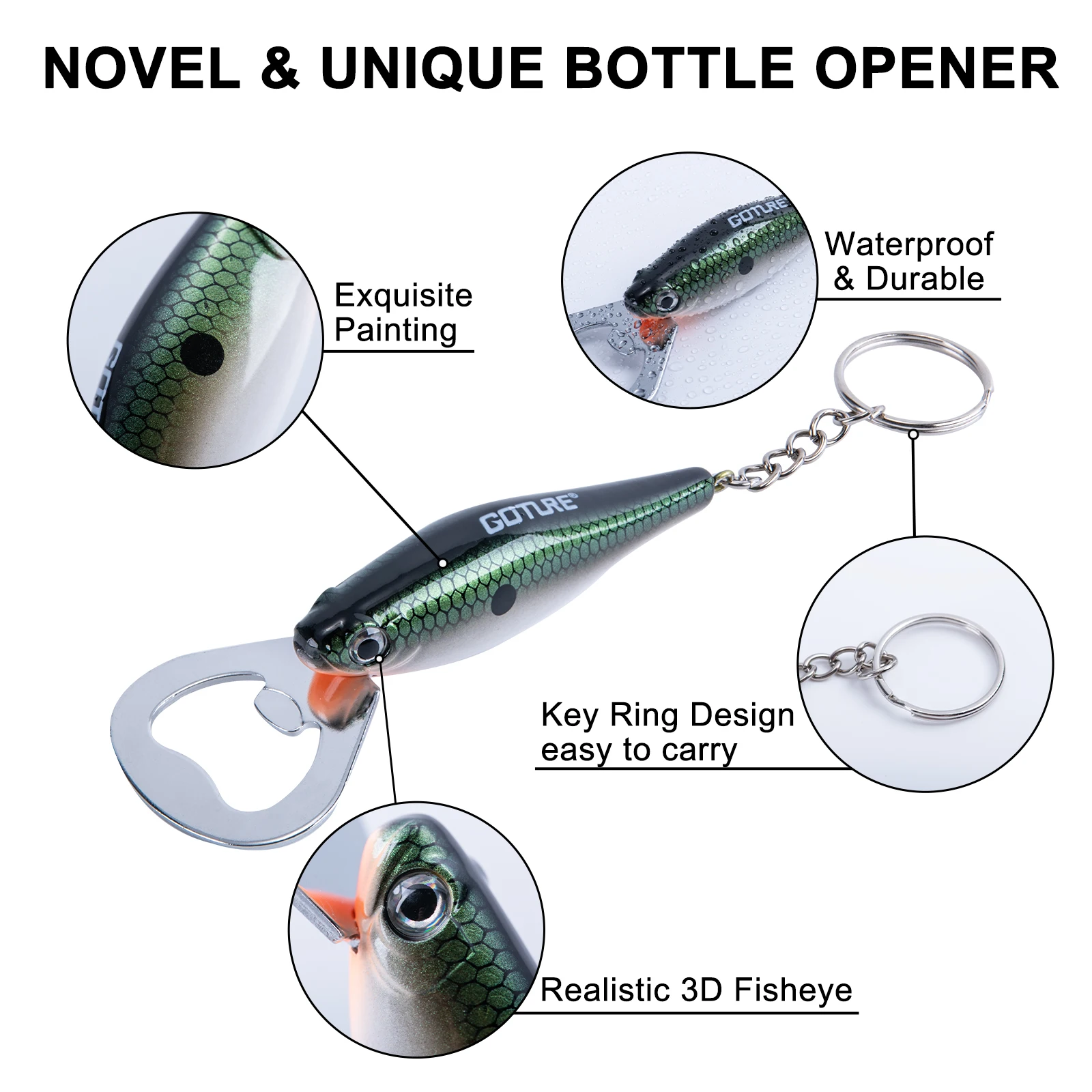 Goture Abridor Botellas Señuelo Pesca 3D – Llavero Duradero - imagen 3