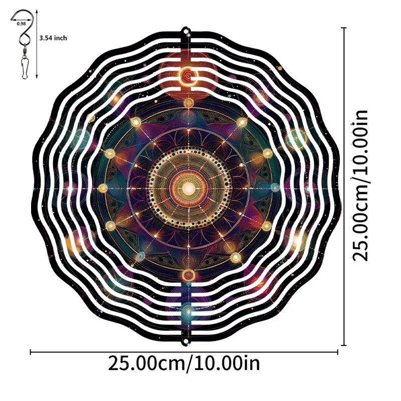 1pc, 3D Mandala Flower Hanging Wind Spinner Outdoor Decor, for Garden Wind Chimes Metal Yard Spinners with