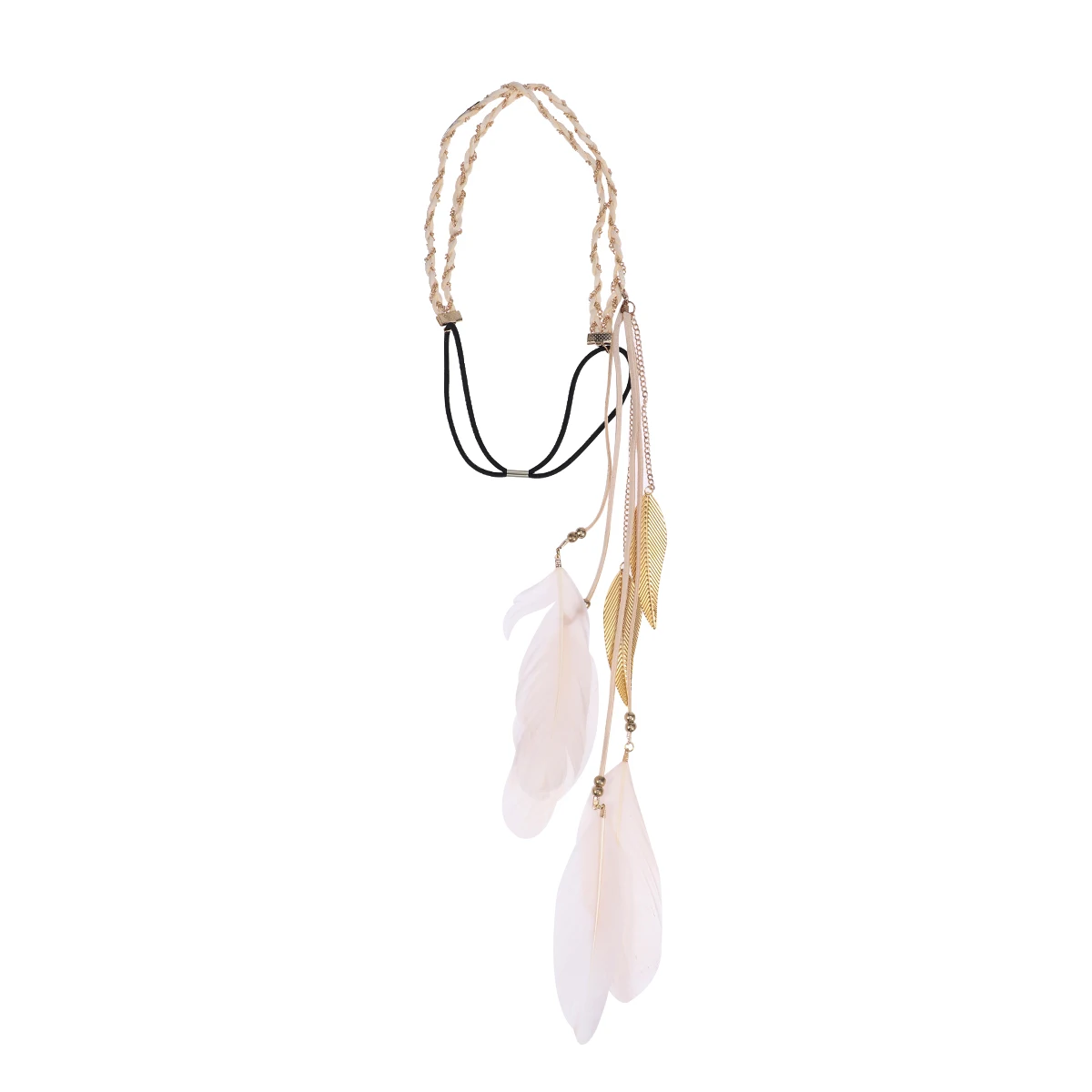 

Leaf Headband Bohemian Headpiece Chain Braid Hair Hoops Woven Double Layer Photo Shoot Party Wedding