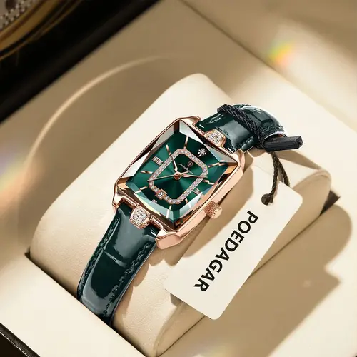 Imagen 2 del producto POEDAGAR, relojes rectangulares de lujo para mujer, Reloj de cuero con fecha resistente al agua para mujer, Reloj de pulsera elegante de cuarzo a la moda para mujer, Reloj de regalo