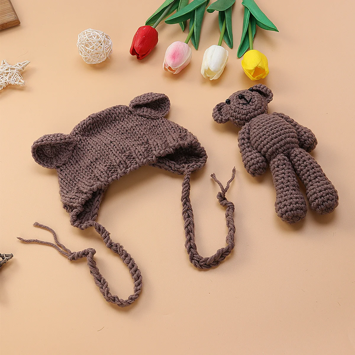 الطفل التصوير قبعة محبوك الكروشيه الدب الكاكي الوليد الرضع صورة تبادل لاطلاق النار صور الدعائم قبعة الطفل التصوير قبعة