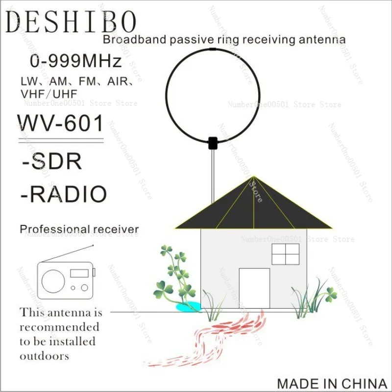 WV-601 Wideband Passive Loop Antenna for LW SW MW FM VHF UHF