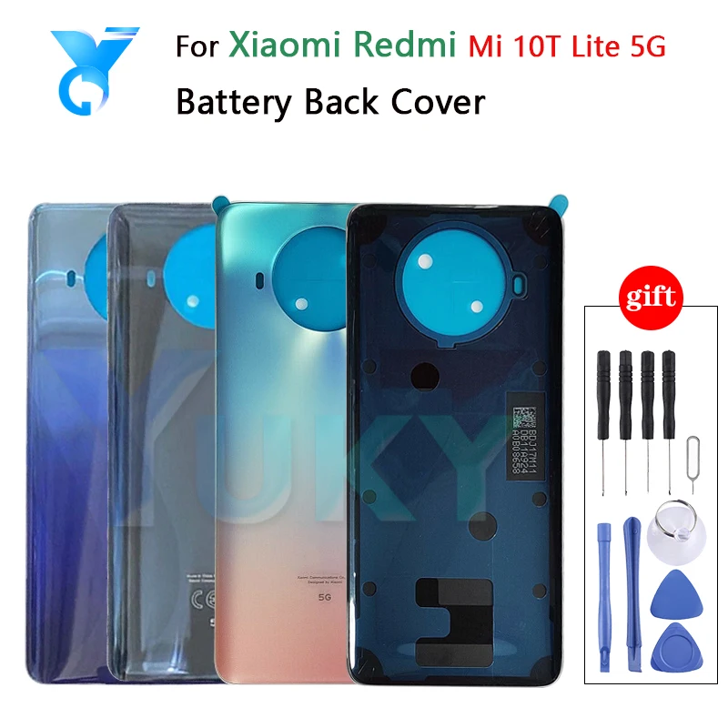 

New For Xiaomi Mi 10T Lite 5G Battery Cover Back Glass Panel Rear Door Case Mi 10T Lite Battery Cover Back Cover+With Logo