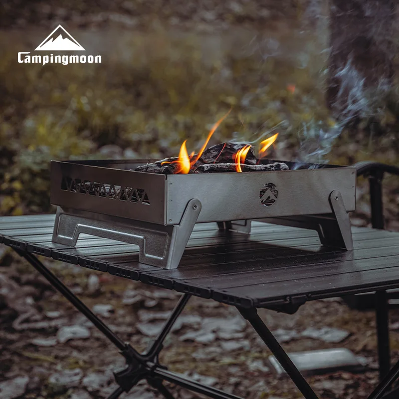 Edelstahl-Feuerstelle Campingmoon MT-6-LT Tragbarer faltbarer Lagerfeuer-Grillbrenner – Detail 2