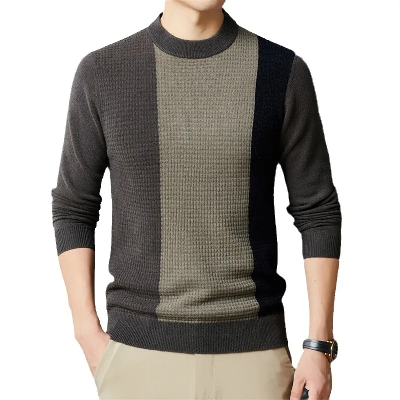 2025  new lunching sweater men autumn&winter fashion leisure O neck geometric paatern contrast style popular knitting