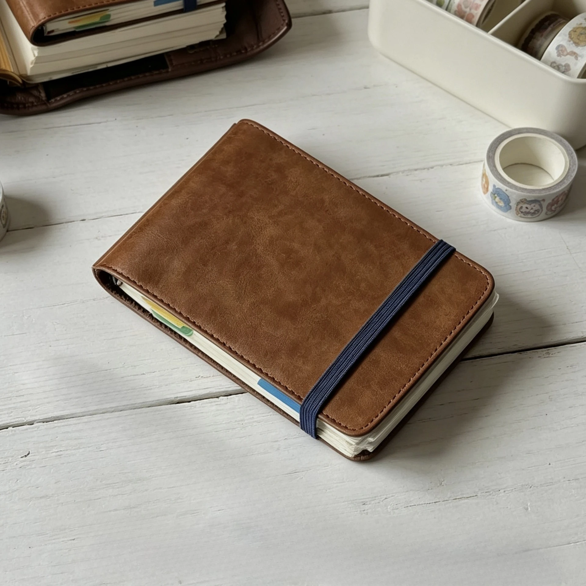 Brown 3Holes Loose Leaf Binding mini Pocket Notebook with 60Sheets Iine Inner Page Stationery Notebook