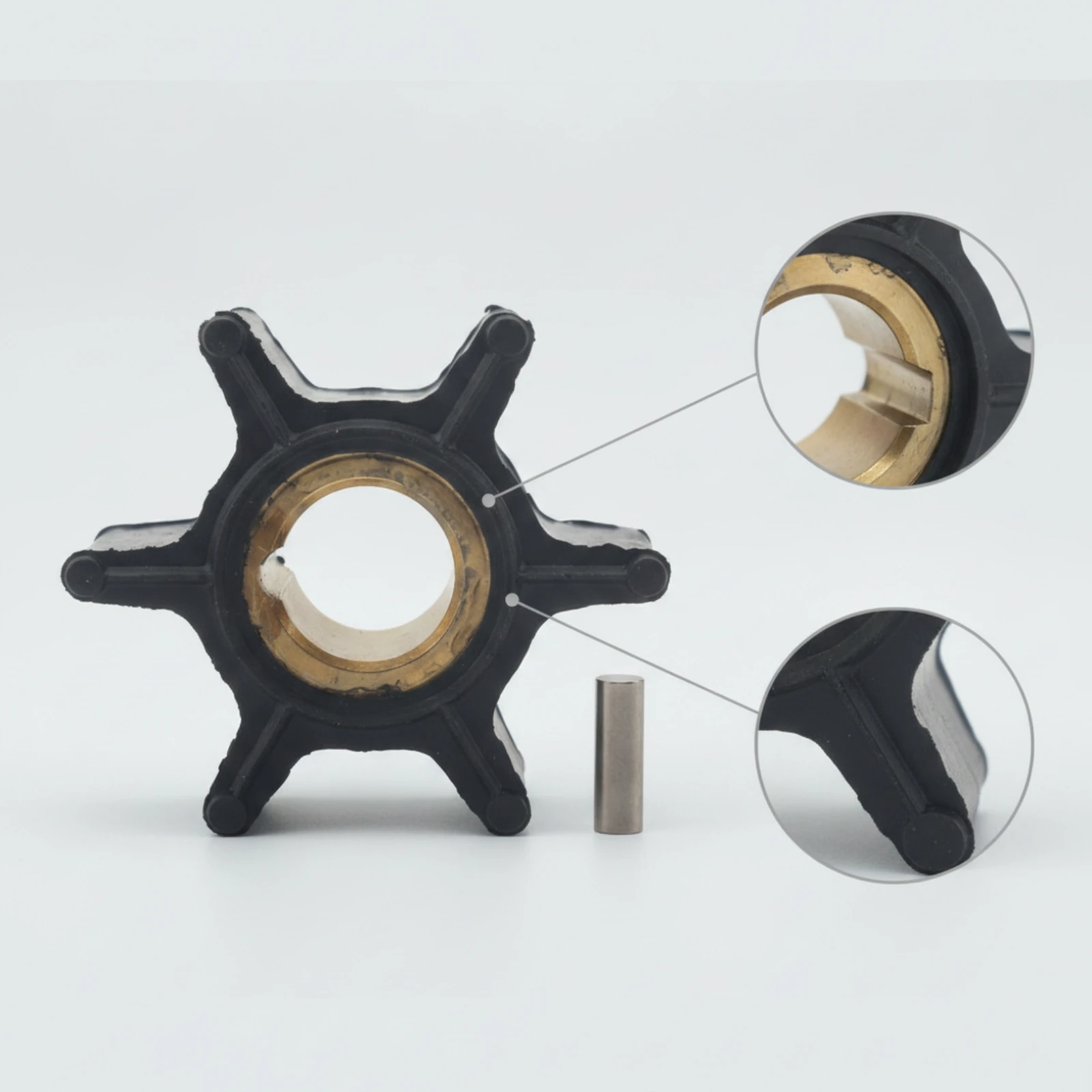 Cooling Pump Impeller Marine Rubber Impeller with Key Outboard Cooling Pump Repair Kit Long-Lasting Part Reliable