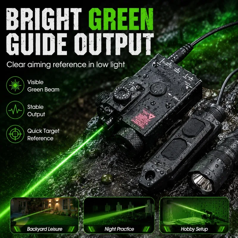 MINI‑A2 Green Beam Locator Marker, Nylon Alloy Rechargeable Hobby Display Accessory Compatible with 20mm Rail