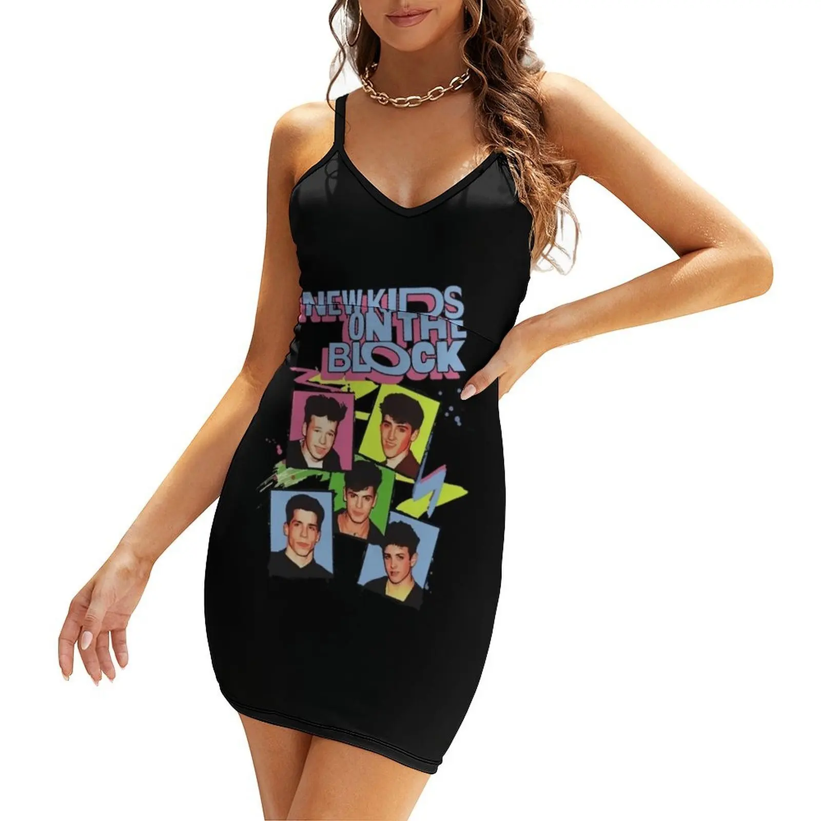 

Vintage NKOTB Band Music Setup Official Sling Dress women's dresses luxury Dance dresses