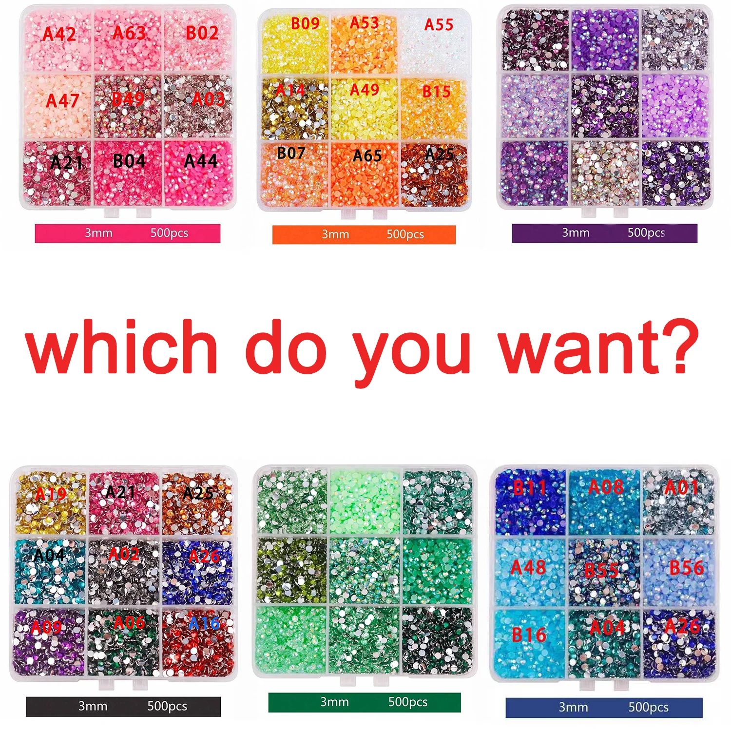 1 Box 3 mm gemischte Farben Set Gelee Flatback Harz Strasssteine für Tasse Kleidersack Schuhe Nail Art Handyhülle Dekoration