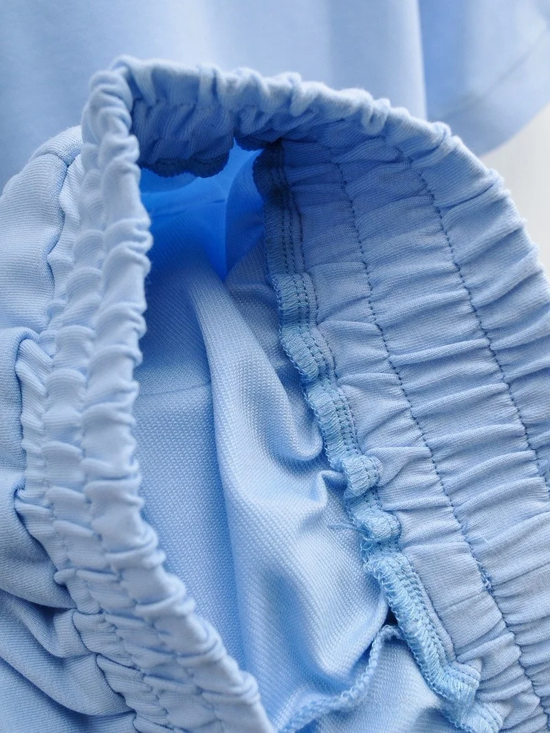 Comfortable Pure Color  Ne ort Sve Outfit with Cuffed orts Breathable Cotton Summer Faion Set for Women