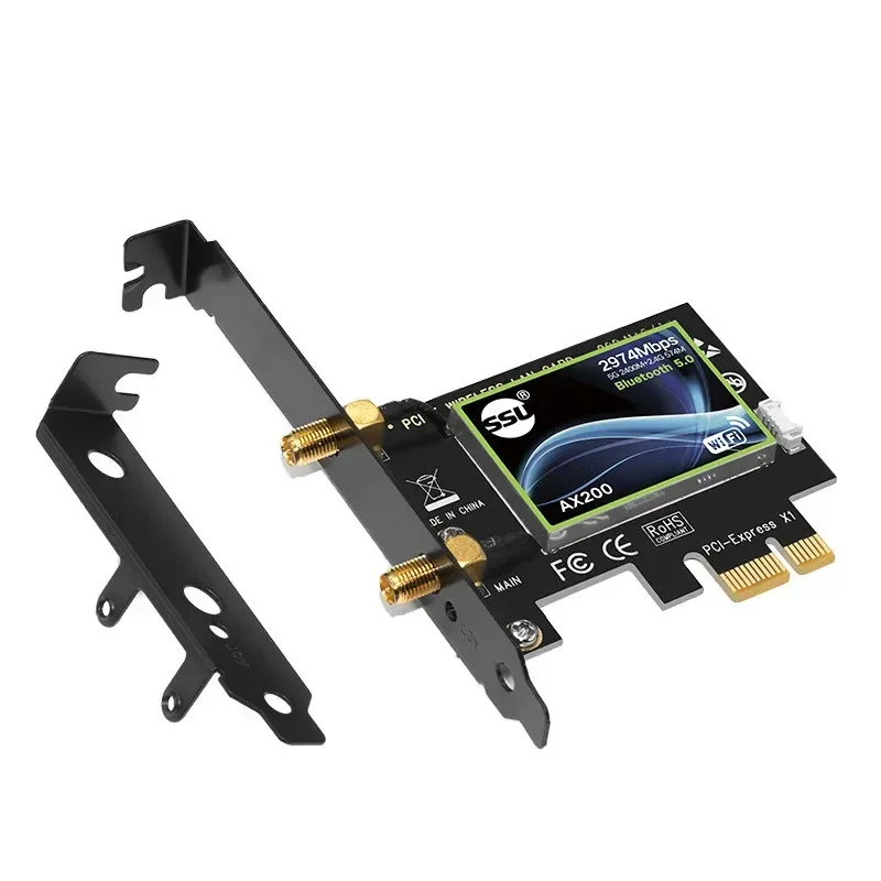 3.5 DB Antenna Desktop WIFI6 AX200 dual frequency Gigabit PCI-E built-in wireless network card Bluetooth 5.0 WIFI receiver 2974