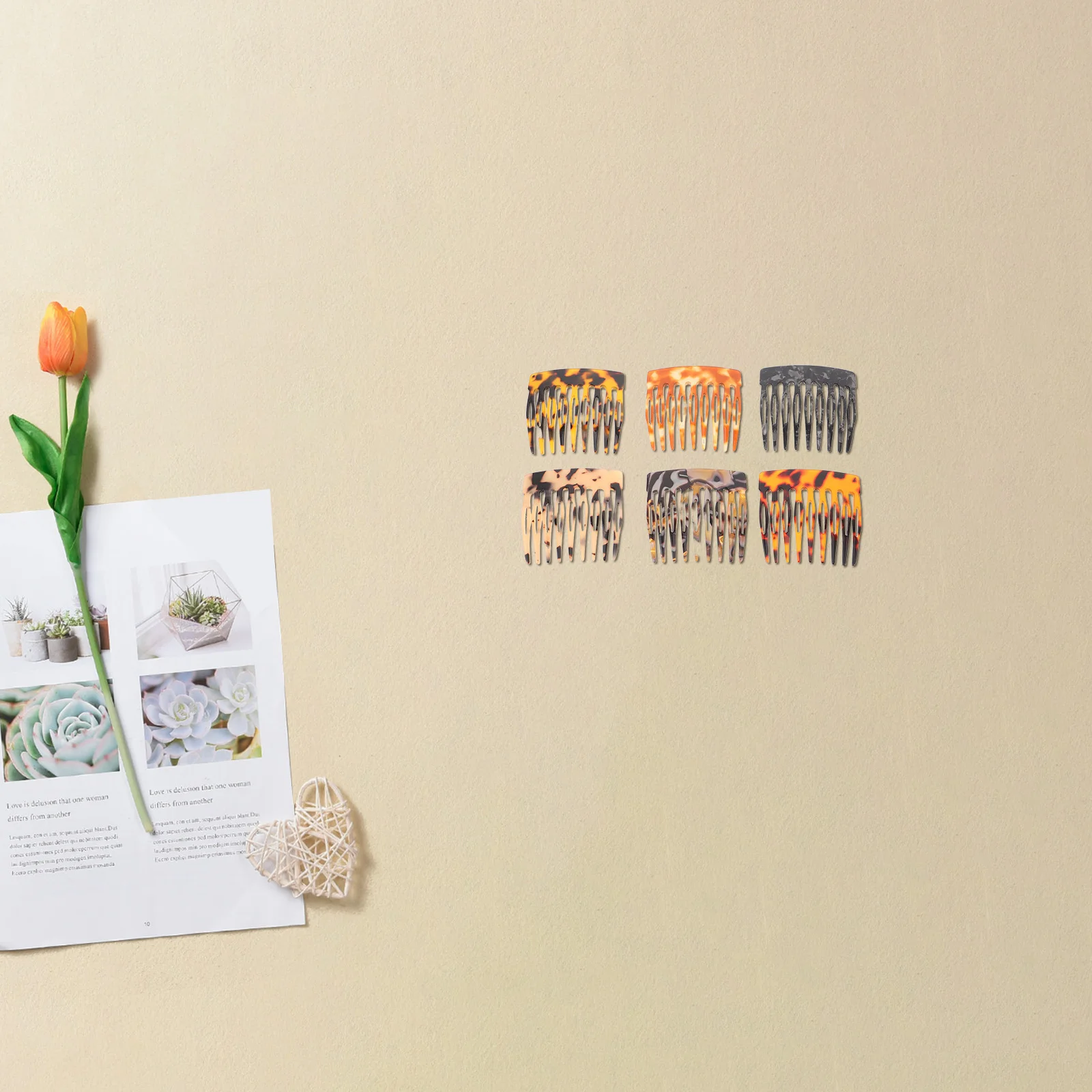 

6 шт., набор расчесок для волос с леопардовым принтом для женщин, портативные дорожные расчески для волос, антистатические булочки, боковые зажимы, модная прическа с когтями