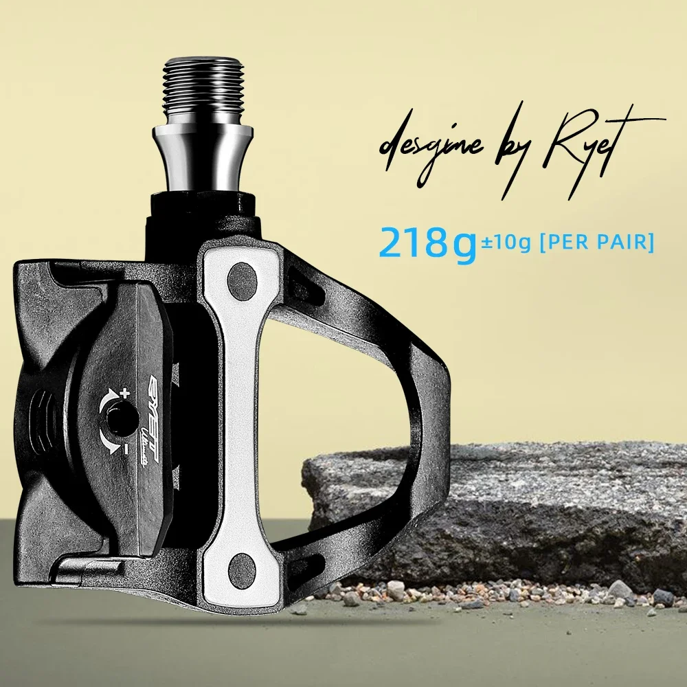 RYET Ultralight 218g Carbon Road Bike Pedal, 93X88mm 3 Bearings Clipless Cycling Pedals Compatible with SPD-SL System Bike Parts