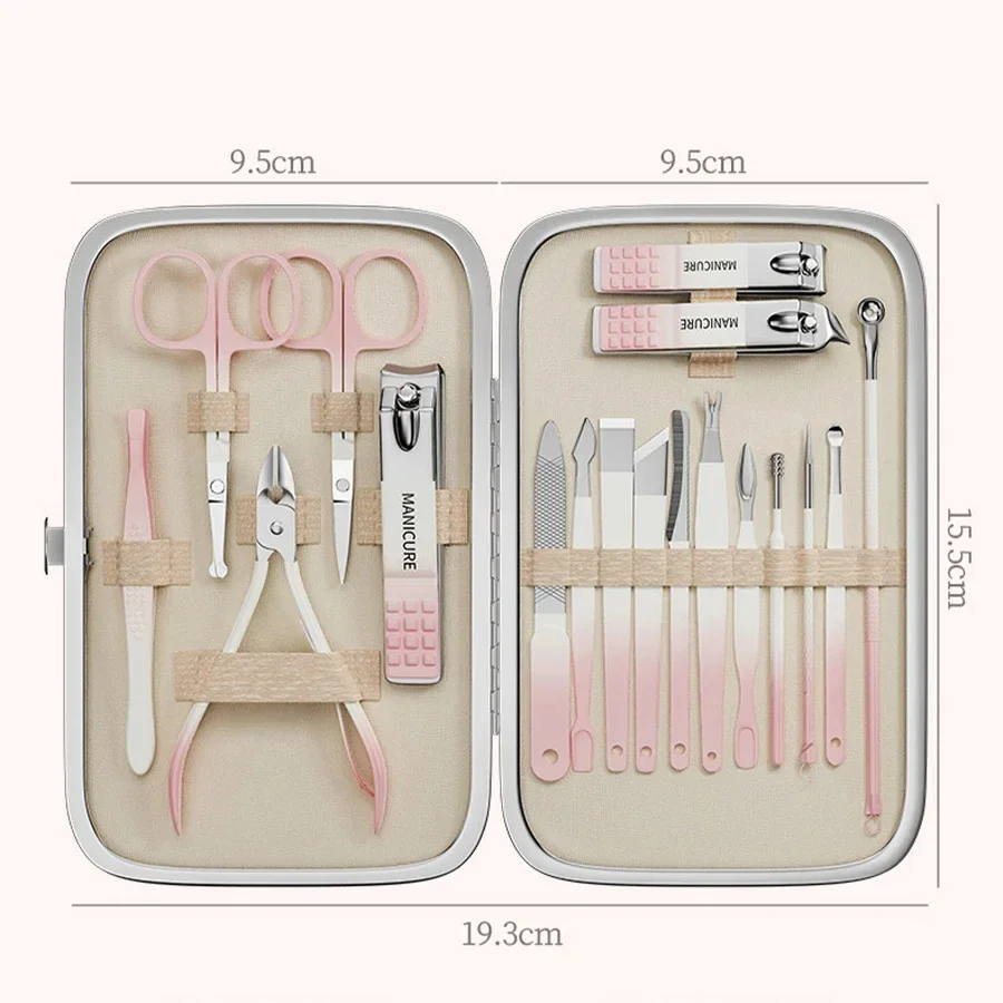 Kit de manicura de alta calidad, juego de manicura de acero inoxidable con gradiente para reparación de pies, herramientas de cuidado Personal, juego completo de regalo de Navidad