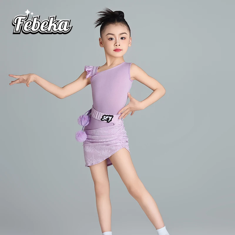 ที่กําหนดเองชุดเต้นรําละตินชุดฝึกหญิงสีทึบสวมใส่แยกกระโปรงสั้น 2 ชิ้นชุดสายชุด