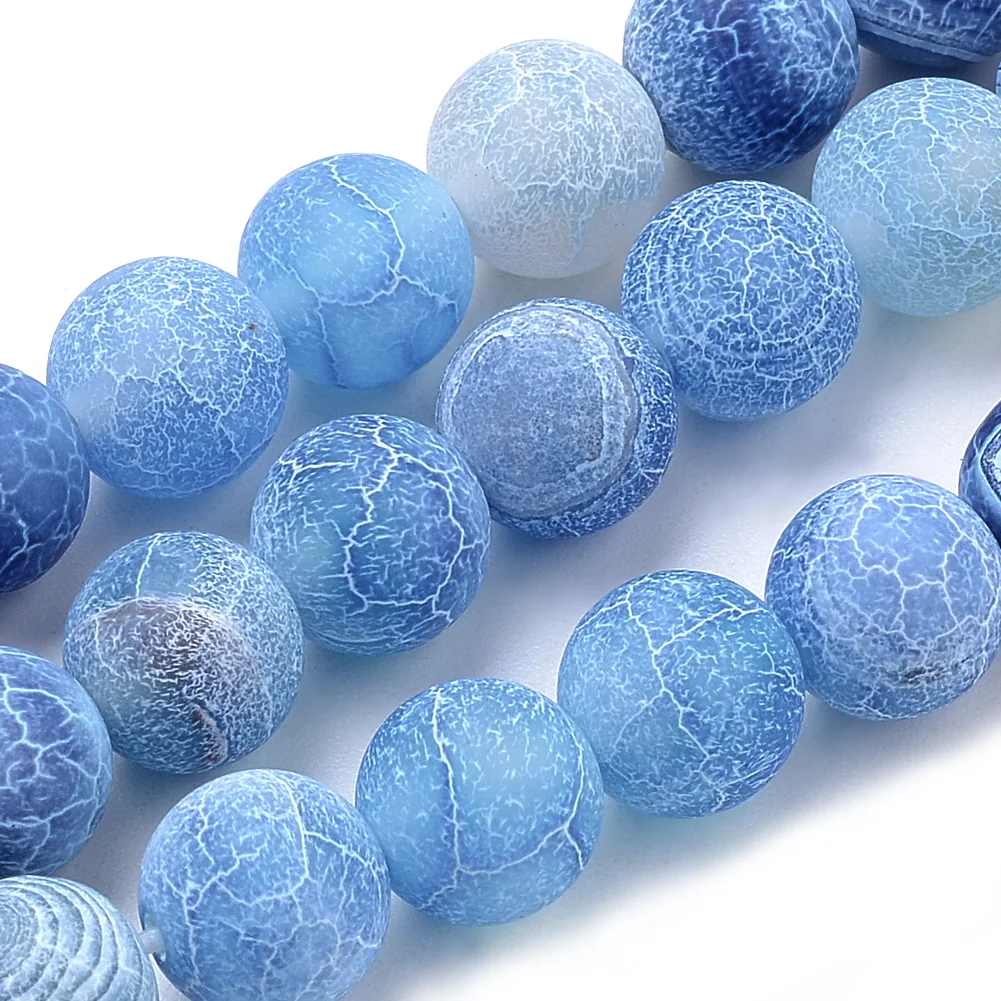 

Sky Blue Natural Weathered Agate Beads 6/8mm Round Frosted Dyed Gemstone Bead Energy Healing Stone Jewelry Making 5/10 Strand