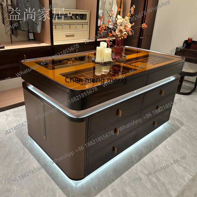 

New Chinese Style Cloakroom Center Island Jewelry Display Storage Cabinet Custom Furniture