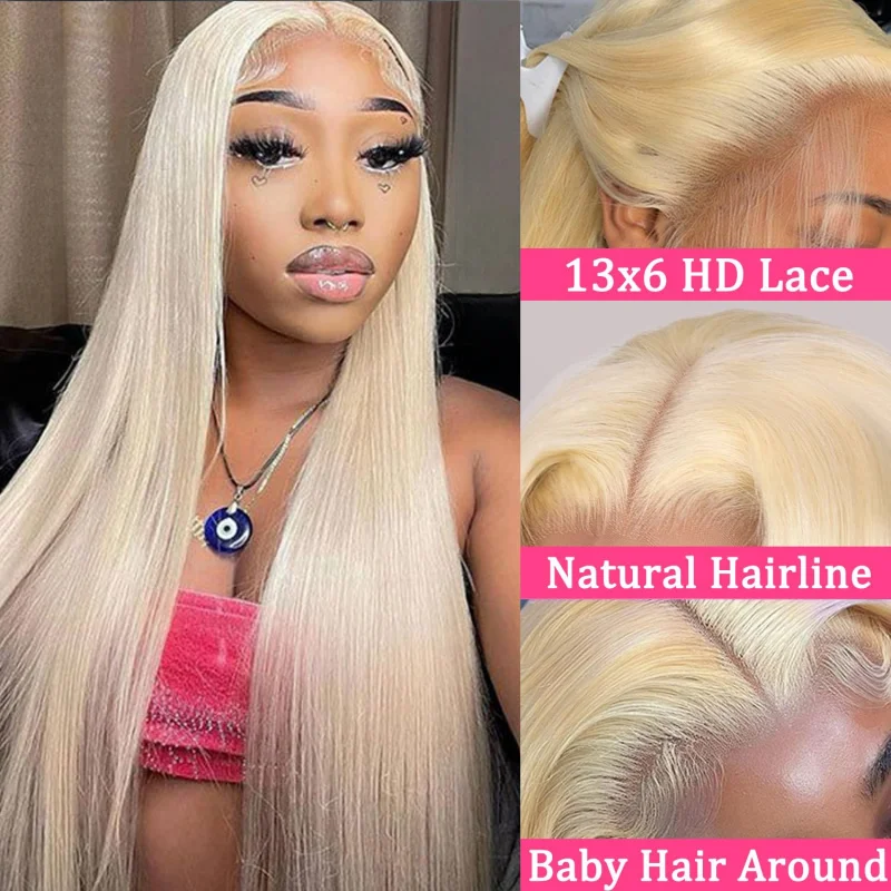 

613 13x6 Lace Front Wig Human Hair Straight Wig 613 HD Transparent Lace Frontal Wigs Pre Plucked with Baby Hair Wigs for Women