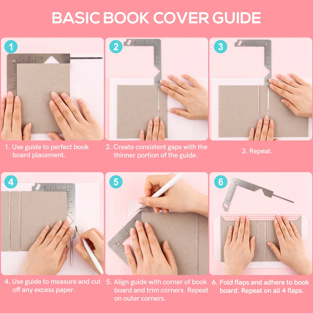 5-in-1 Book Cover Guide Cardmaking Stainless Steel Metal Bookbinding Cover Craft Notebook Album Projects DIY Scrapbooking Tools