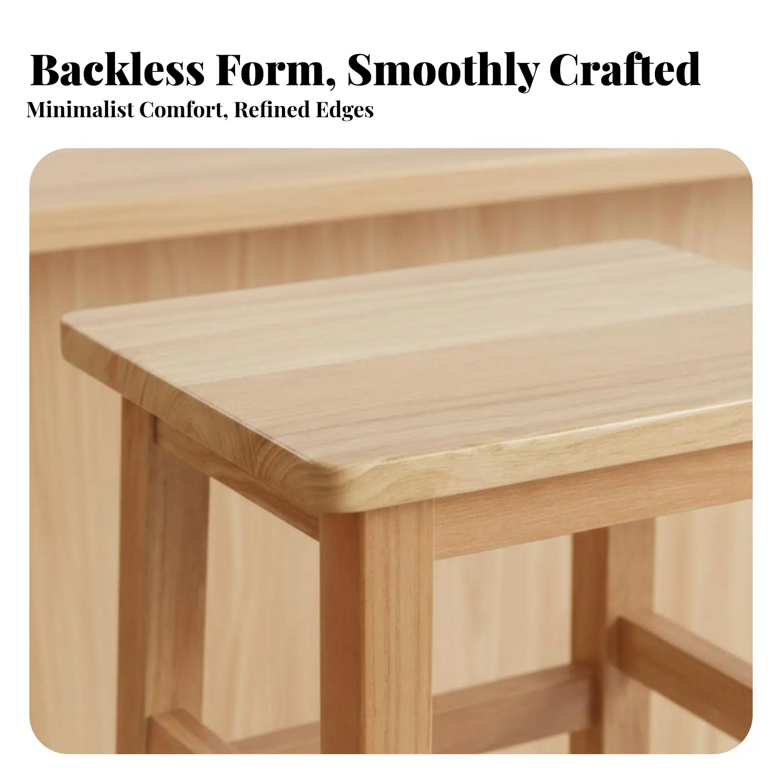 Backless Square-Top Seat Sturdy Construction Backless Counter Stool Footrest Easy to Clean for Homeowners, Adults, Cafe
