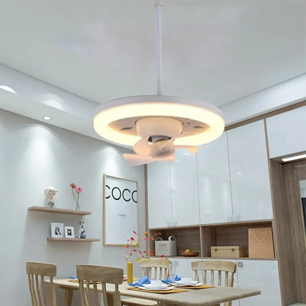 E27 360 Rotating Ceiling Fan with Led Lights Remote Control 3 Light Colors Dimmable Fan Lamp for Living Room Bedroom