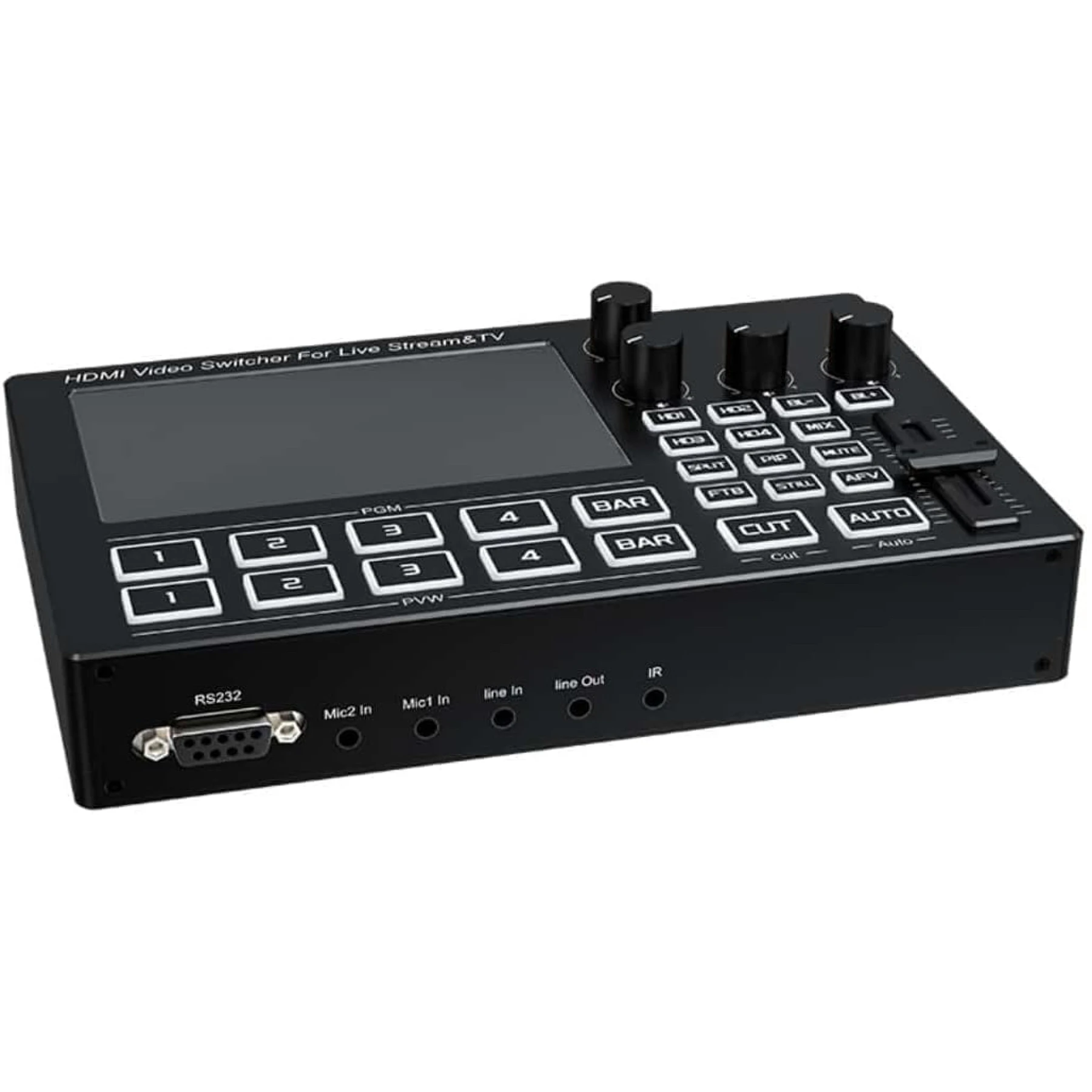 5 Inch IPS HD Screen 4 Channel Seamless Broad Cast Camera Video Mixer Switcher for Live Streaming