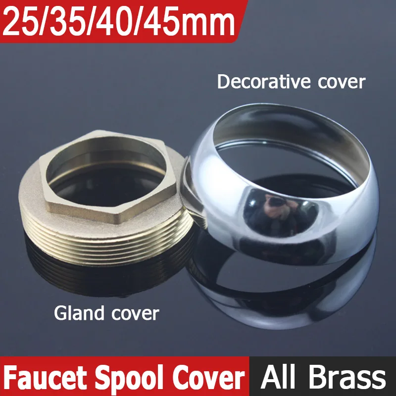 1pcs 25/35/40/45mm All Copper Faucet Core Decorative Gland Cover Brass Kitchen Basin Faucet Cold/Hot Mixed Tap Pressure Caps