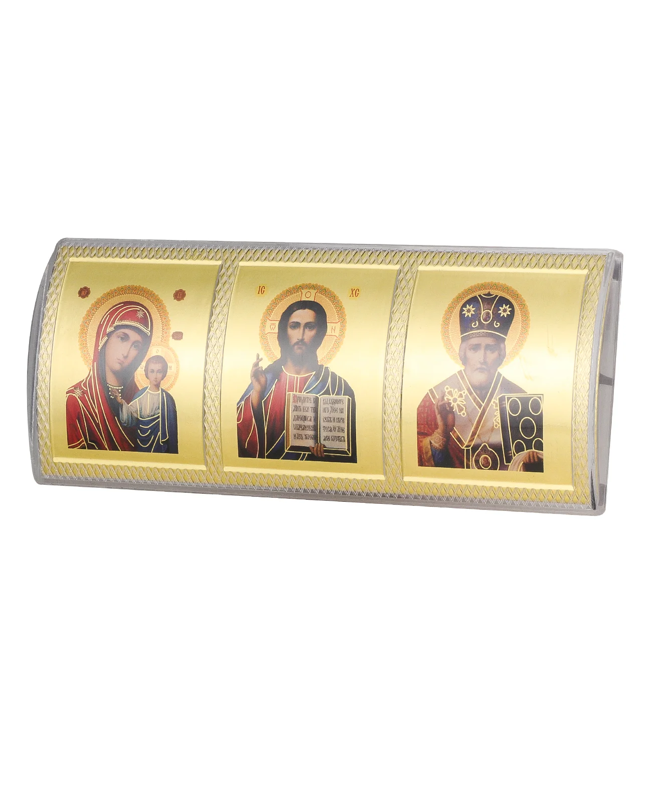 Orthodox Triptych Icons Decoration Our Lady of Kazan Jesus Christ The Teacher Icon Sticker Figures Church Wall Car Decoration