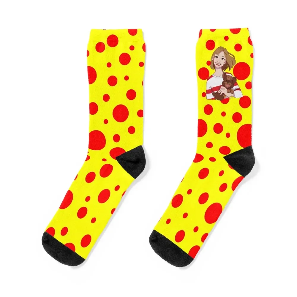 

Yellow with small red dots Socks anti-slip tennis winter gifts Antiskid soccer Socks Female Men's