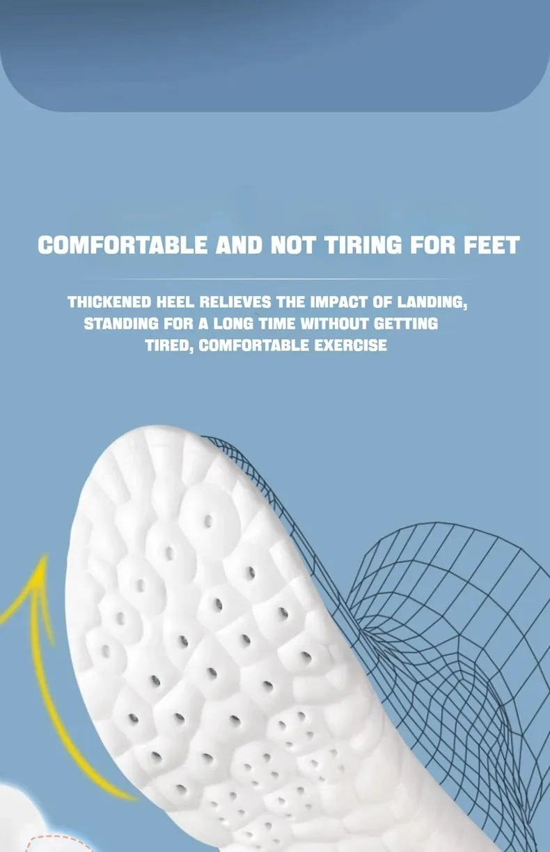 4D Cloud Einlegesohlen für Herren und Damen, stoßdämpfende Einlagen, weiche Memory-Schaum-Einlegesohlen für Schuhe, Stiefel, Sneaker, 1 Paar/3 Paar/5 Paar/8 Paar – Detail 4