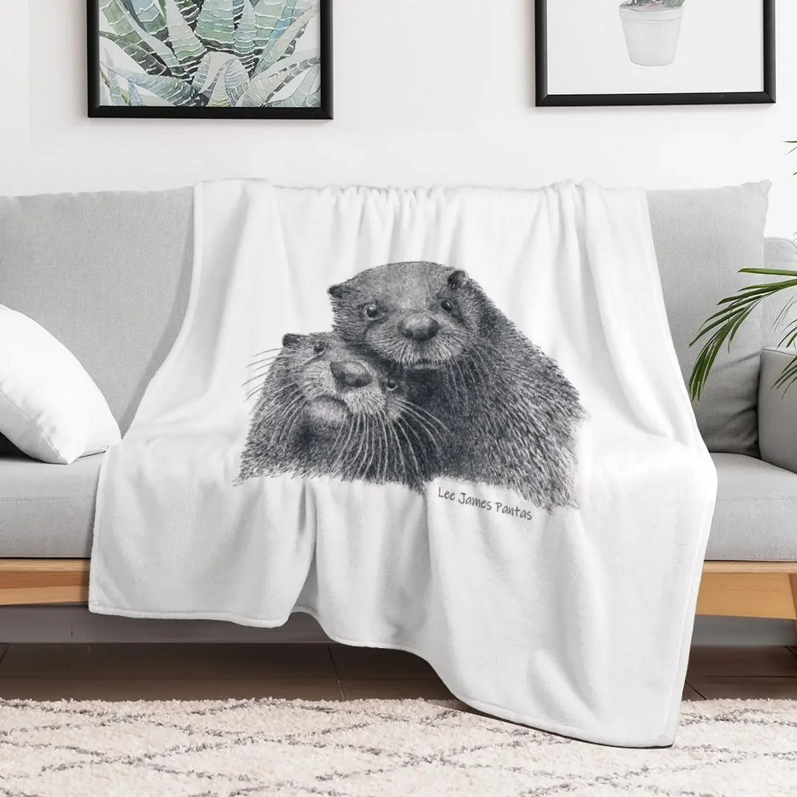 

American River Otters Throw Blanket Plush Thin funny gift Thermals For Travel Blankets