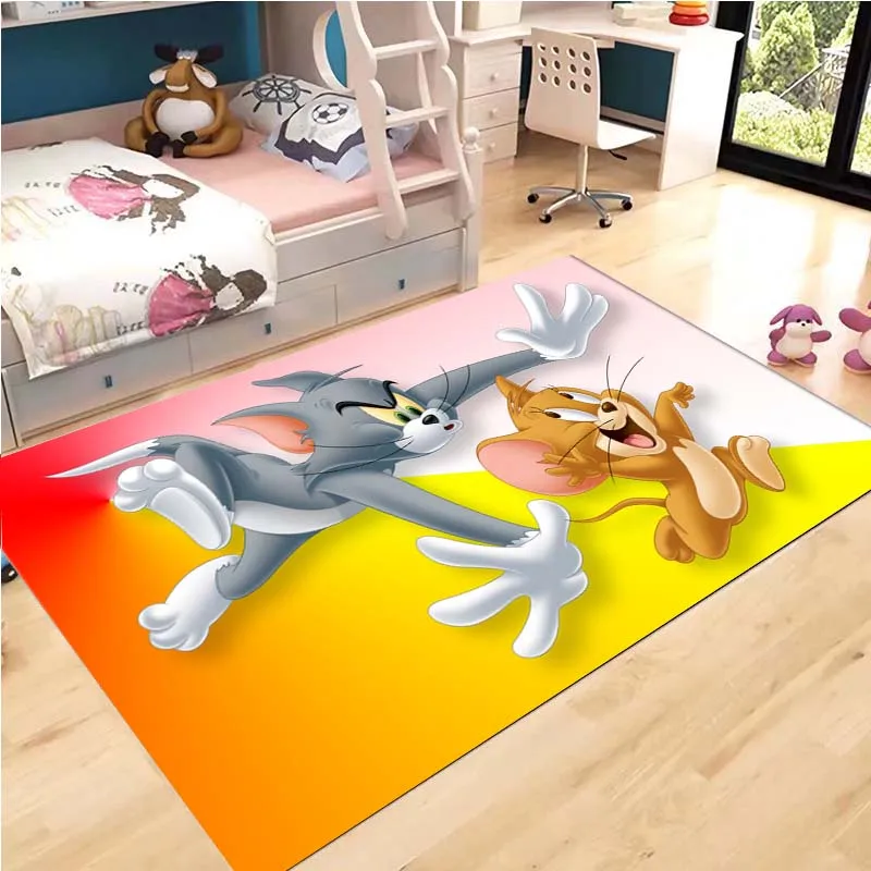 Cat and Mouse Cute Cartoon Custom Living Room Carpet Non-slip Bedroom Rug Bathroom Mat Gift Outdoor Rug Area Rug Bedroom Decor