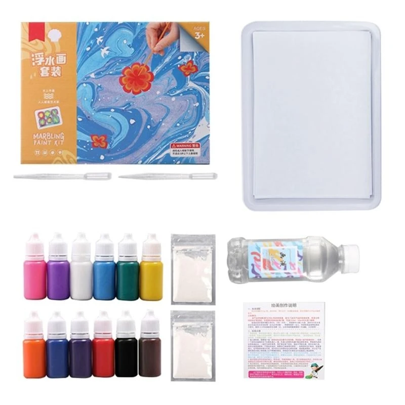 

6/12 X 6ml Water Marbling Paint Art Kit for Kids Non Toxic Water Art Paint Set for Fabric Paper DIY Arts Crafts best sale