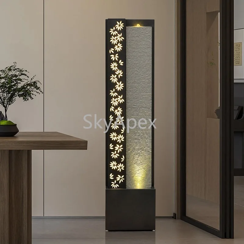 Modern Light Luxury Floor To Ceiling Water Curtain Wall Silent Lucky Wealt Ornament Living Room Entrance Housewarming Gift Decor